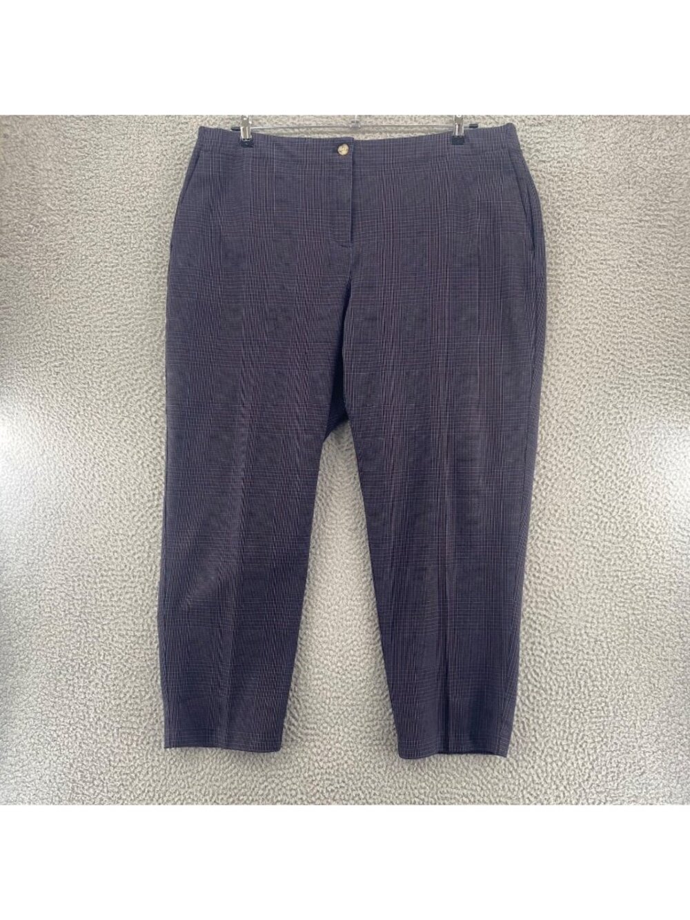 J Jill Pants Womens 20 Brown Glen Check Bi Stretch Twill Trousers Pockets Career
